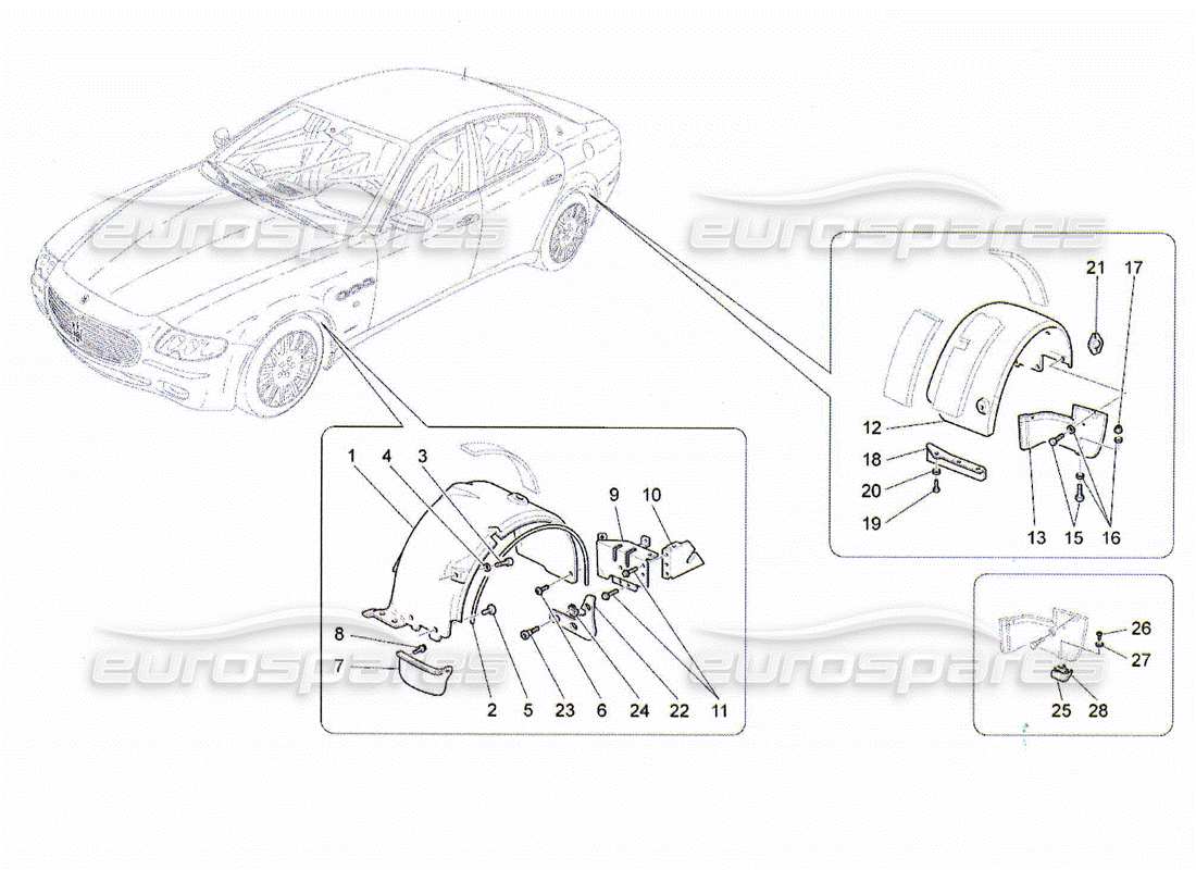 Maserati QTP. (2010) 4.2 WHEELHOUSE AND LIDS Parts Diagram