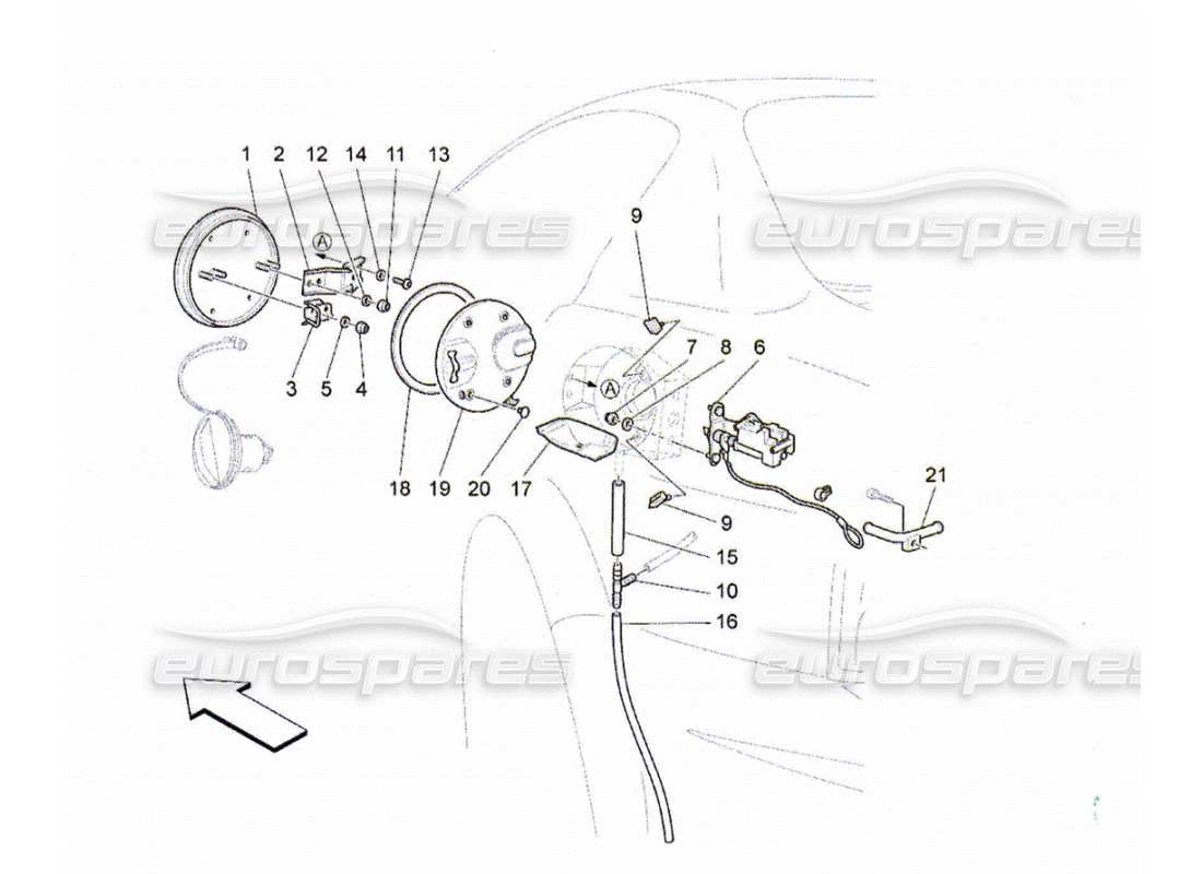 Maserati QTP. (2010) 4.2 FUEL TANK DOOR AND CONTROLS Parts Diagram