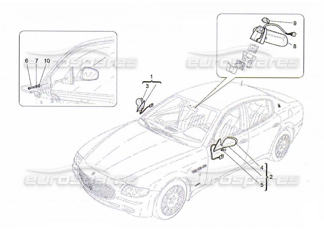 Maserati QTP. (2010) 4.2 internal and external rear-view mirrors Parts Diagram