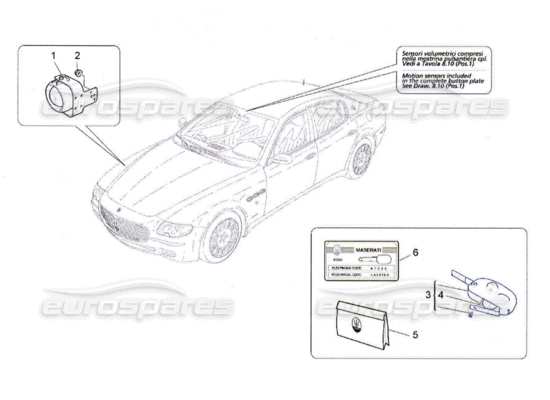 a part diagram from the Maserati Quattroporte M139 (2005-2013) parts catalogue