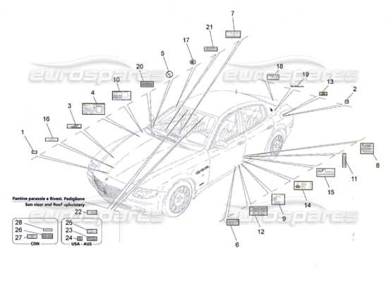 a part diagram from the Maserati Quattroporte M139 (2005-2013) parts catalogue