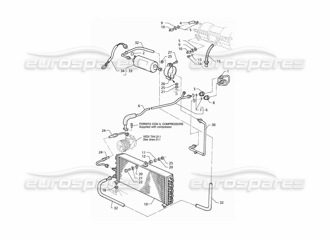 Maserati QTP V8 (1998) Air Conditioning System (RHD) Parts Diagram