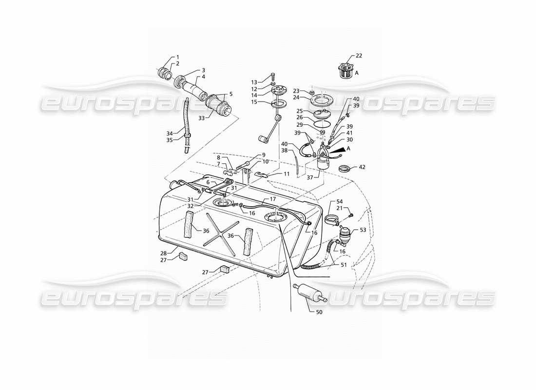 Maserati QTP V8 (1998) FUEL TANK Part Diagram