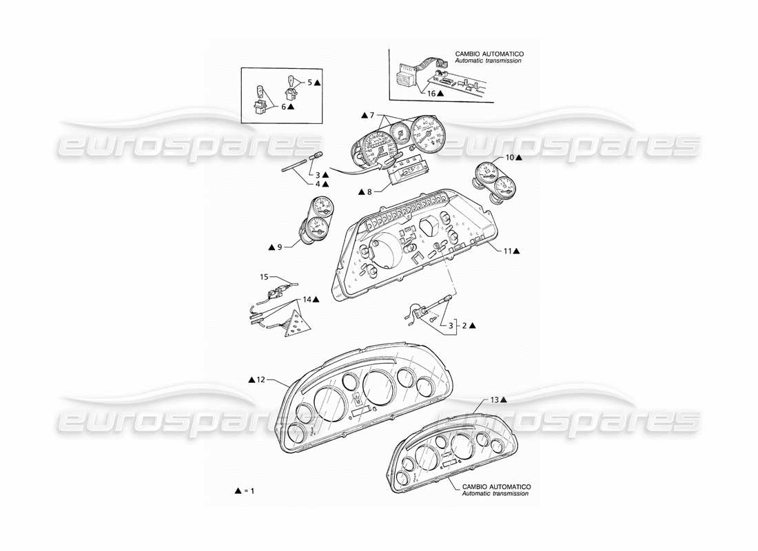 Maserati QTP V8 (1998) Borletti Instrumentation Parts Diagram