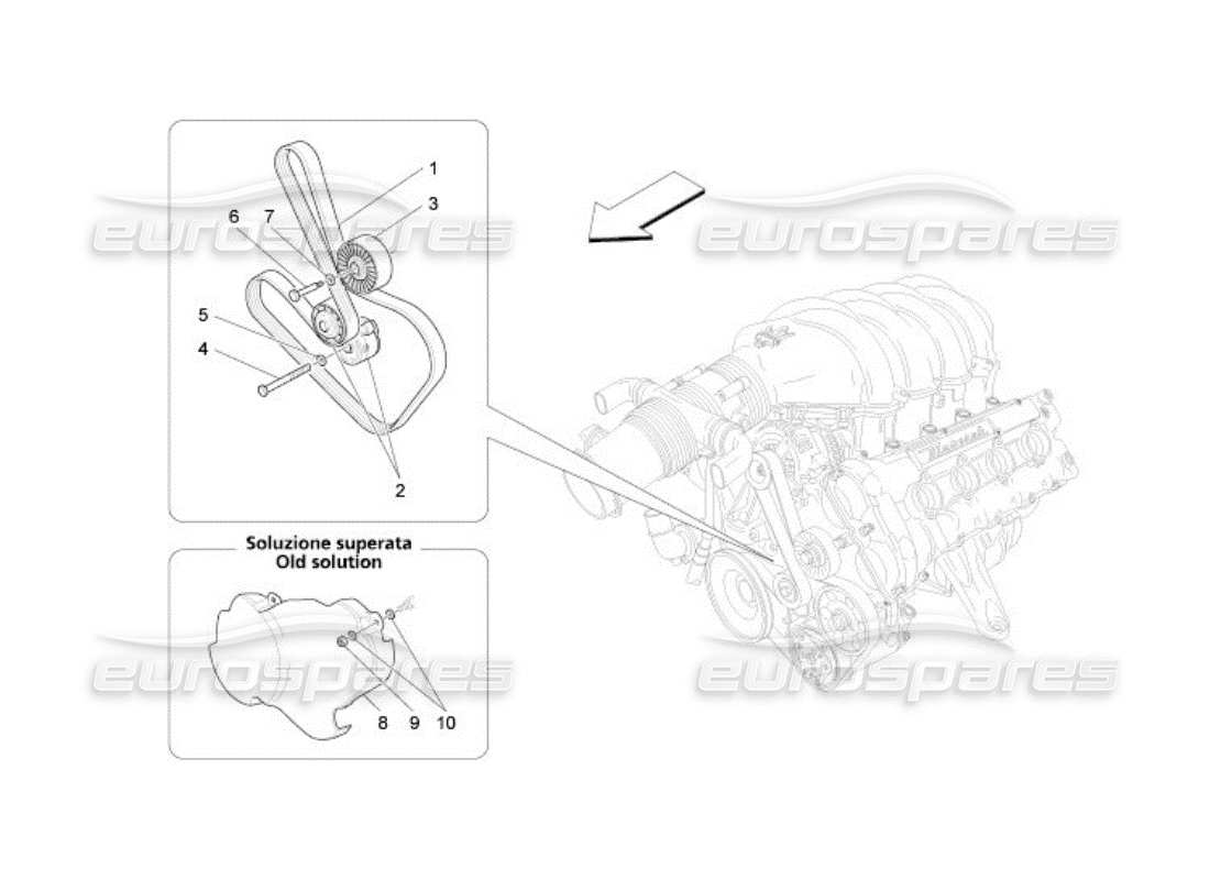 Maserati QTP. (2005) 4.2 auxiliary device belts Part Diagram