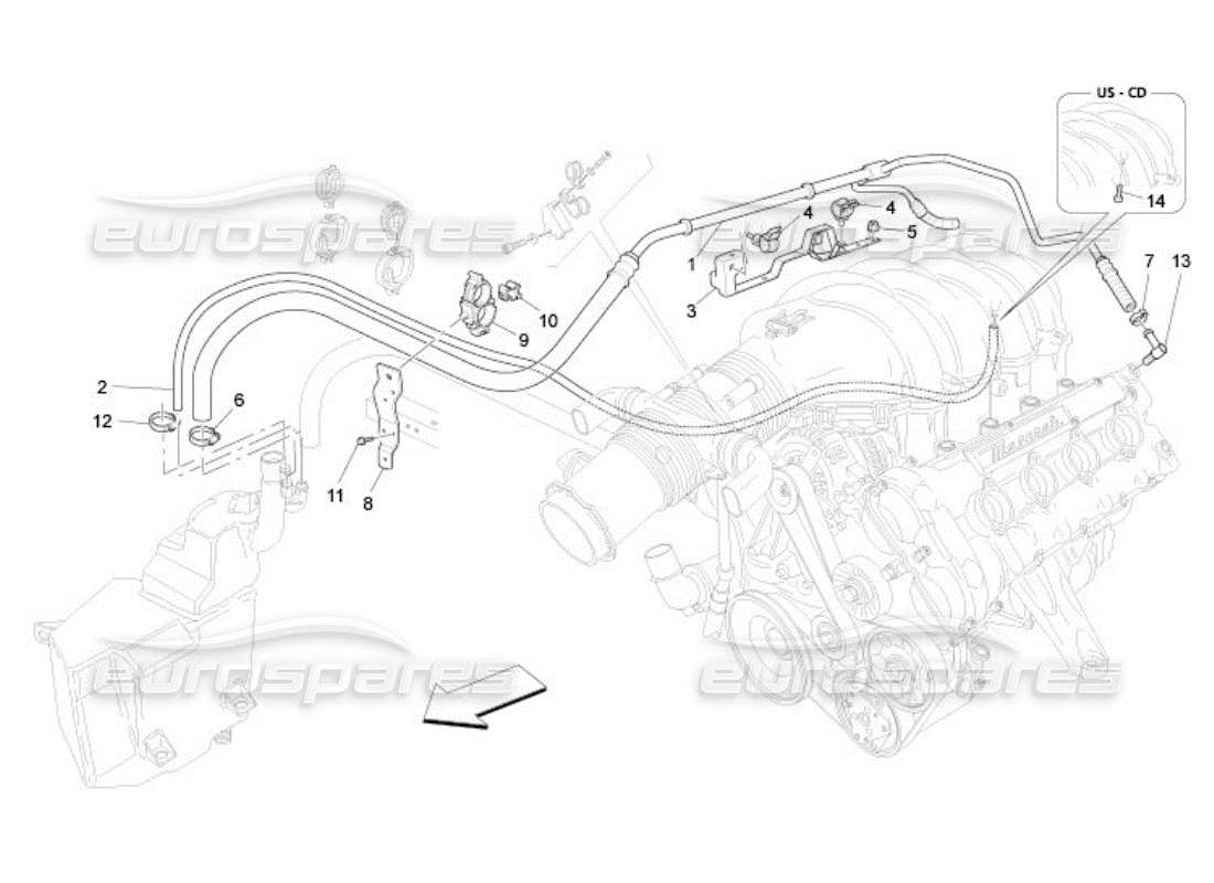 Maserati QTP. (2005) 4.2 oil vapour recirculation system Parts Diagram