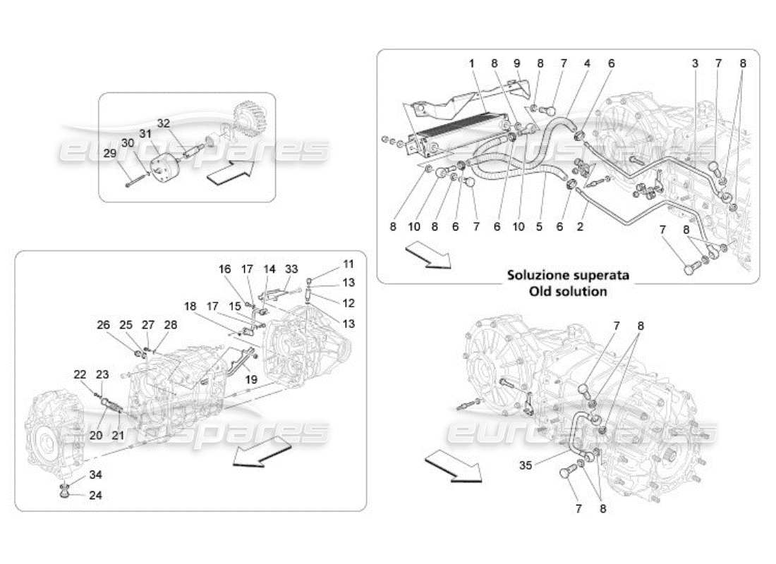 Maserati QTP. (2005) 4.2 lubrication and gearbox oil cooling Parts Diagram