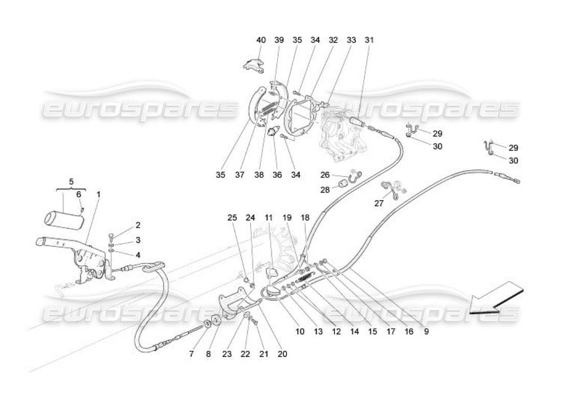 Maserati QTP. (2005) 4.2 Handbrake Part Diagram