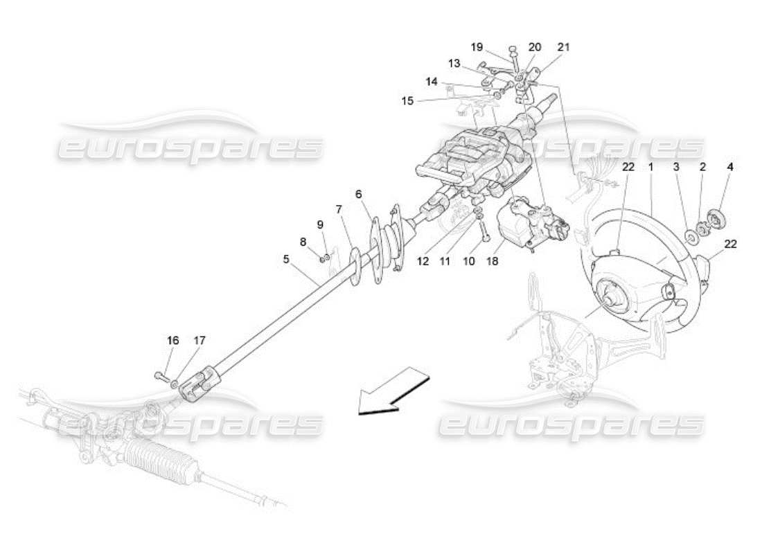 Maserati QTP. (2005) 4.2 steering column and steering wheel unit Part Diagram