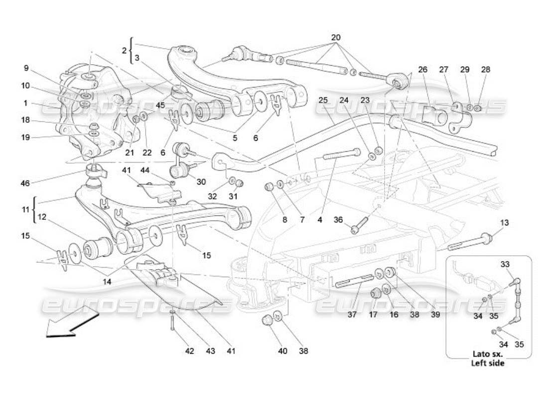 Maserati QTP. (2005) 4.2 Rear Suspension Part Diagram