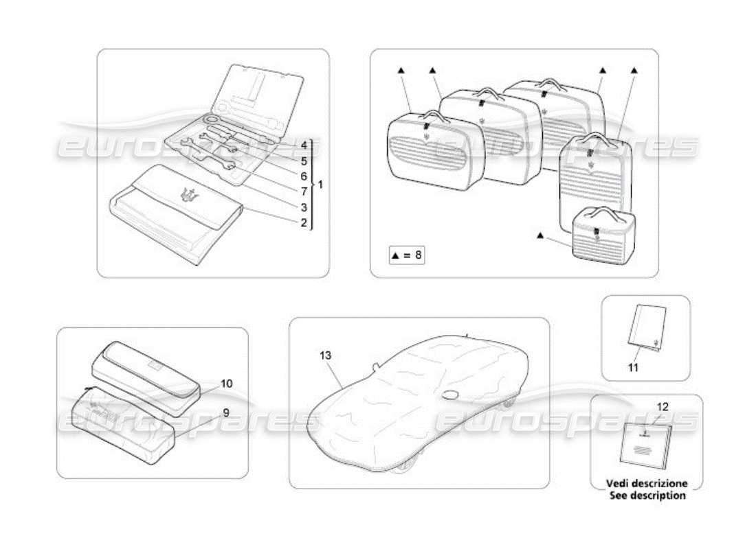 Maserati QTP. (2005) 4.2 Accessories Provided Parts Diagram