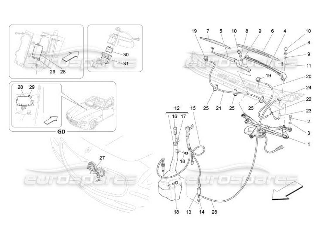 Maserati QTP. (2005) 4.2 external vehicle devices Parts Diagram