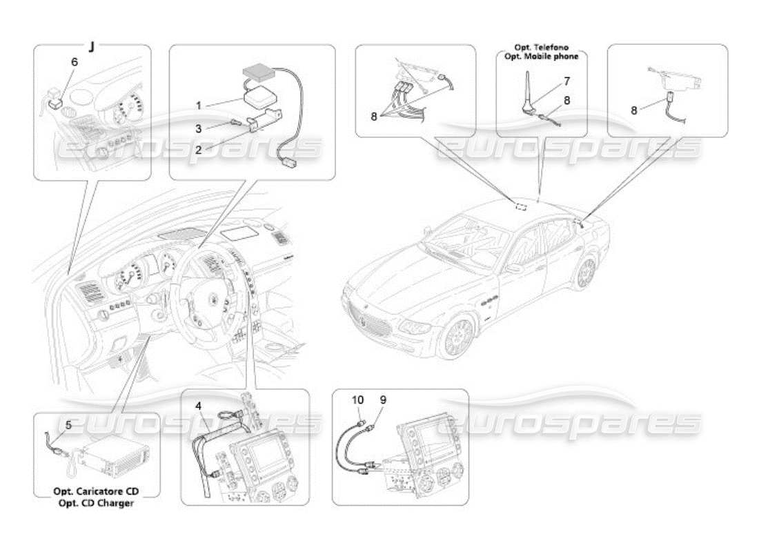 Maserati QTP. (2005) 4.2 reception and connection system Part Diagram