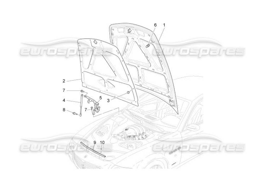 Maserati QTP. (2005) 4.2 front lid Part Diagram