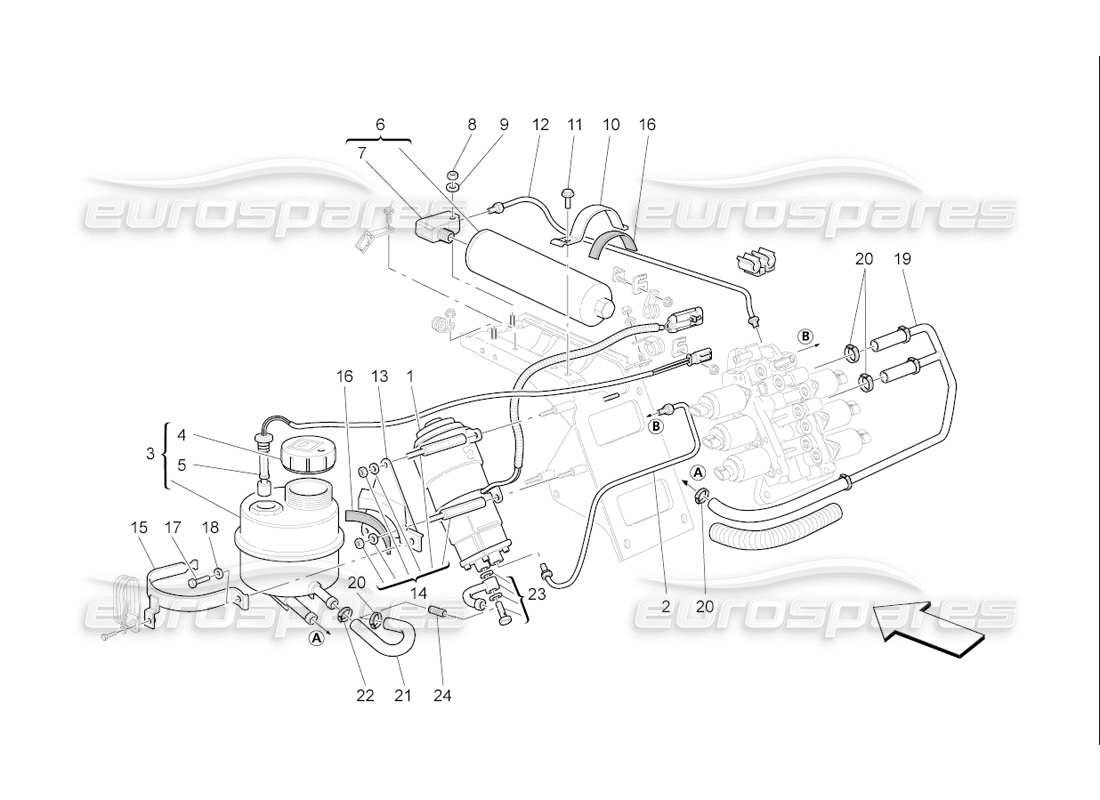 Maserati QTP. (2006) 4.2 F1 Gearbox Activation Hydraulics: Tank And Pump Parts Diagram