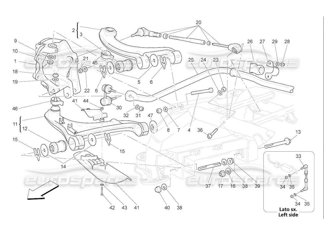 Maserati QTP. (2006) 4.2 F1 Rear Suspension Part Diagram