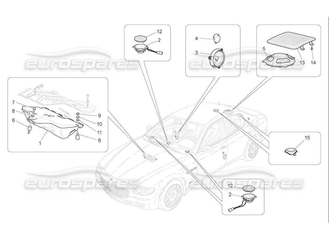 Maserati QTP. (2006) 4.2 F1 sound diffusion system Parts Diagram