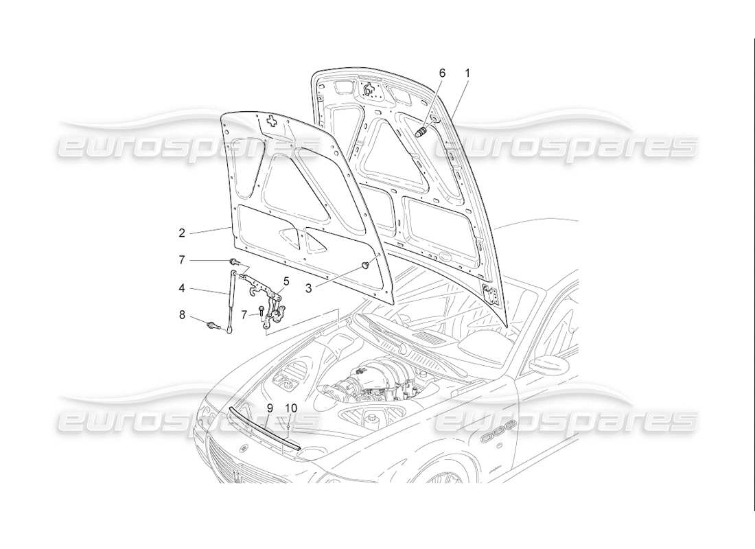 Maserati QTP. (2006) 4.2 F1 front lid Parts Diagram