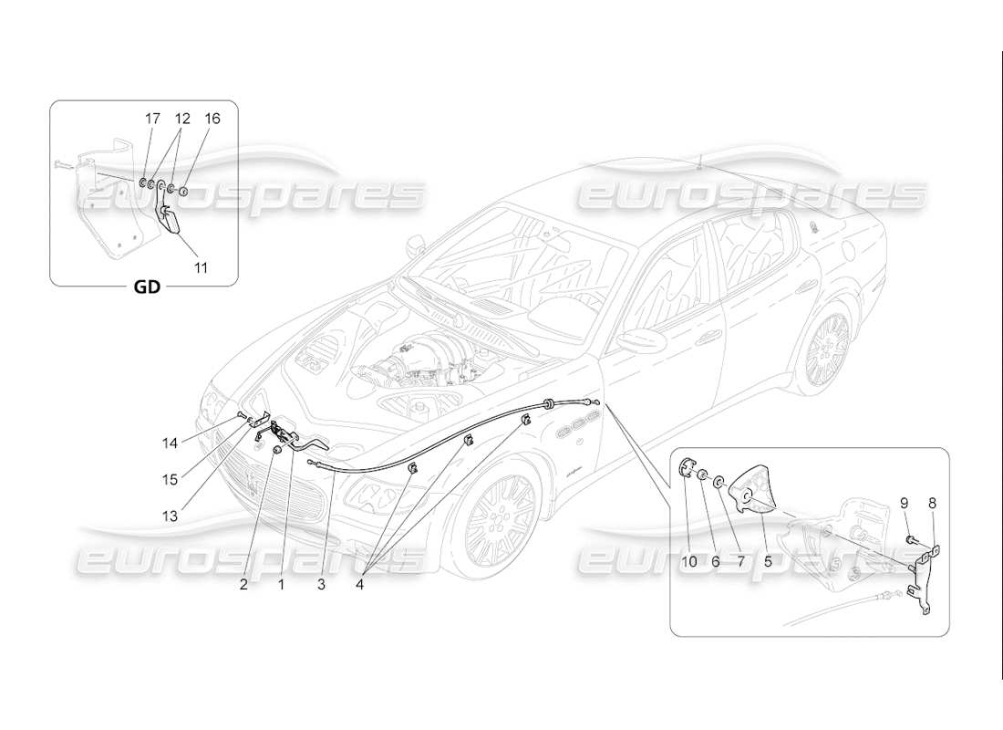 Maserati QTP. (2006) 4.2 F1 FRONT LID OPENING BUTTON Parts Diagram