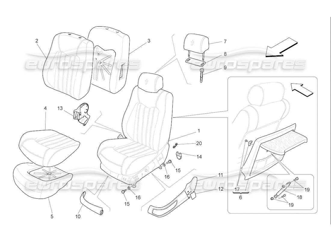 Maserati QTP. (2006) 4.2 F1 front seats: trim panels Parts Diagram