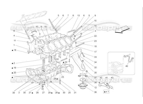 a part diagram from the Maserati Quattroporte M139 (2005-2013) parts catalogue