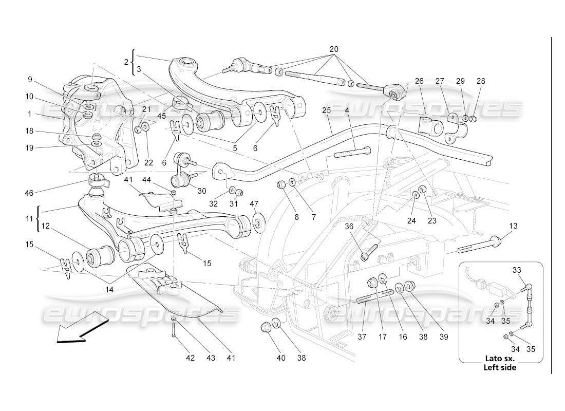 Maserati QTP. (2007) 4.2 auto Rear Suspension Part Diagram