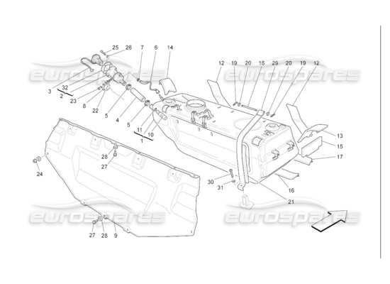 a part diagram from the Maserati Quattroporte M139 (2005-2013) parts catalogue