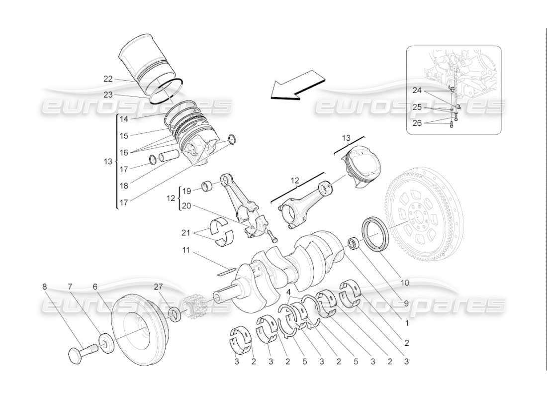 Maserati QTP. (2007) 4.2 F1 crank mechanism Parts Diagram