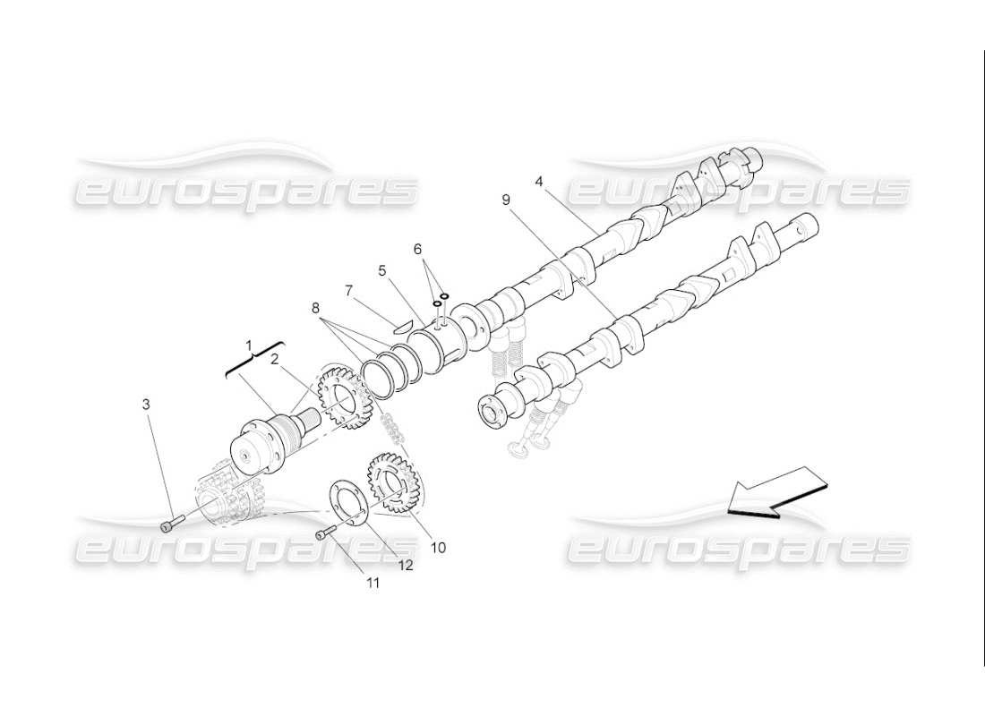 Maserati QTP. (2007) 4.2 F1 lh cylinder head camshafts Parts Diagram