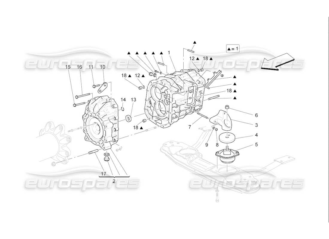 Maserati QTP. (2007) 4.2 F1 gearbox housings Parts Diagram