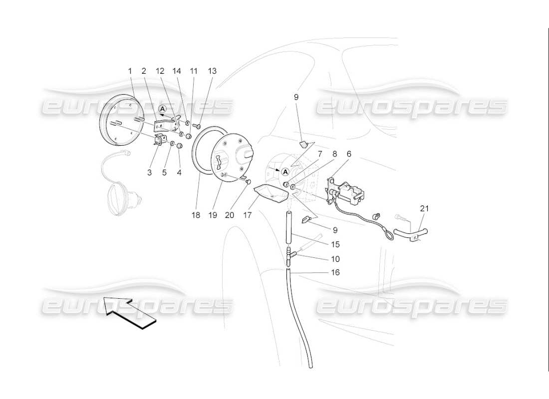 Maserati QTP. (2007) 4.2 F1 FUEL TANK DOOR AND CONTROLS Parts Diagram