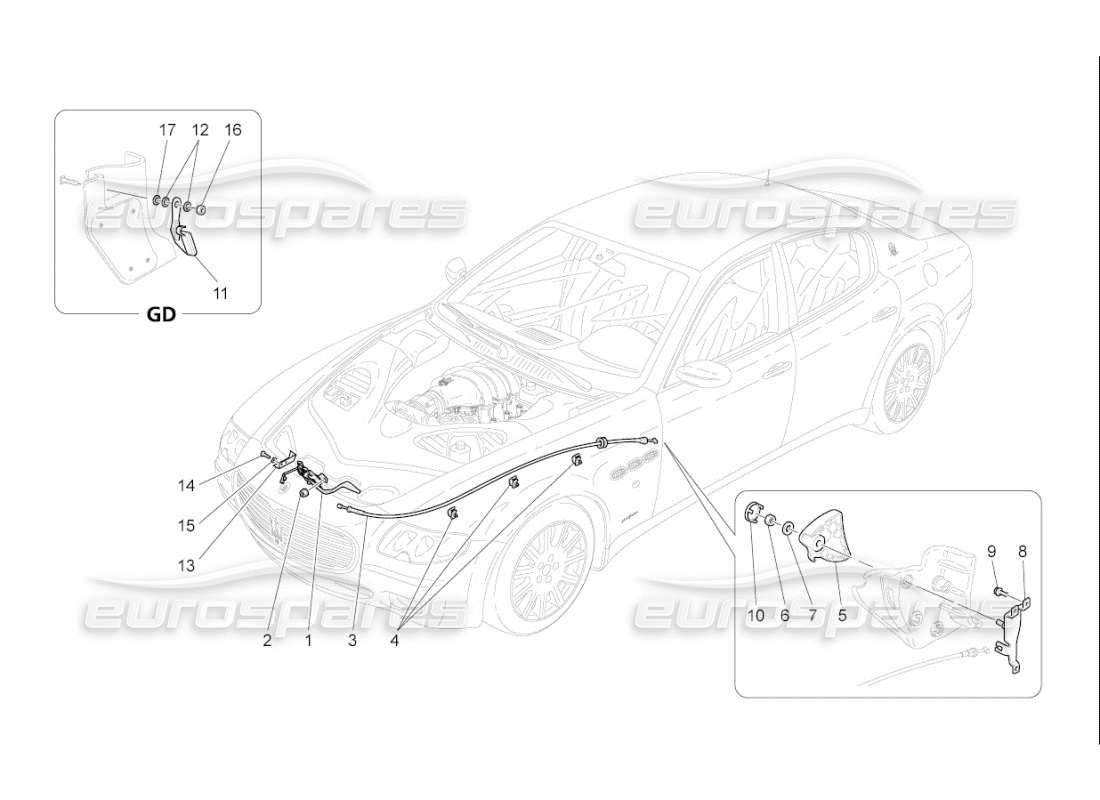 Maserati QTP. (2007) 4.2 F1 FRONT LID OPENING BUTTON Parts Diagram