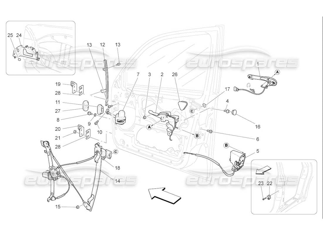 Maserati QTP. (2007) 4.2 F1 front doors: mechanisms Parts Diagram