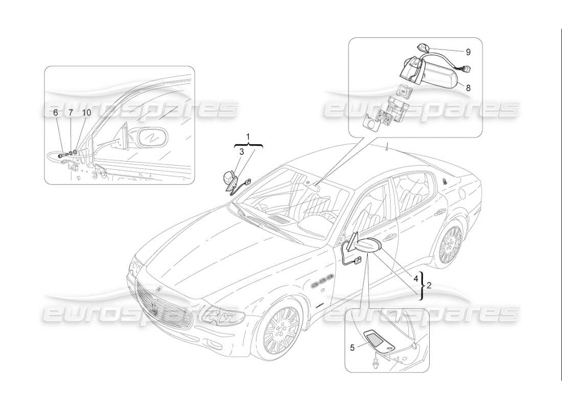 Maserati QTP. (2007) 4.2 F1 internal and external rear-view mirrors Parts Diagram