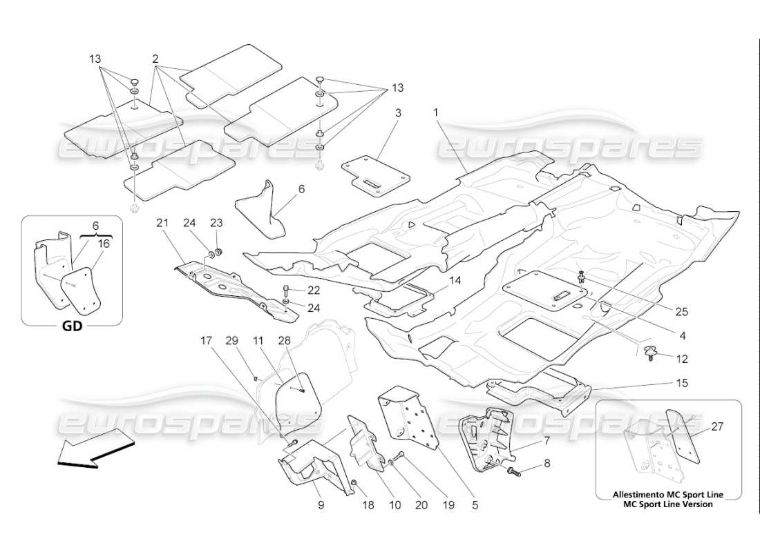 Maserati QTP. (2007) 4.2 F1 PASSENGER COMPARTMENT MATS Parts Diagram