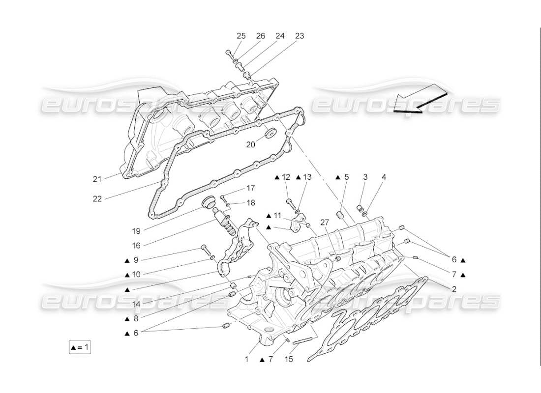 Maserati QTP. (2008) 4.2 auto RH cylinder head Parts Diagram