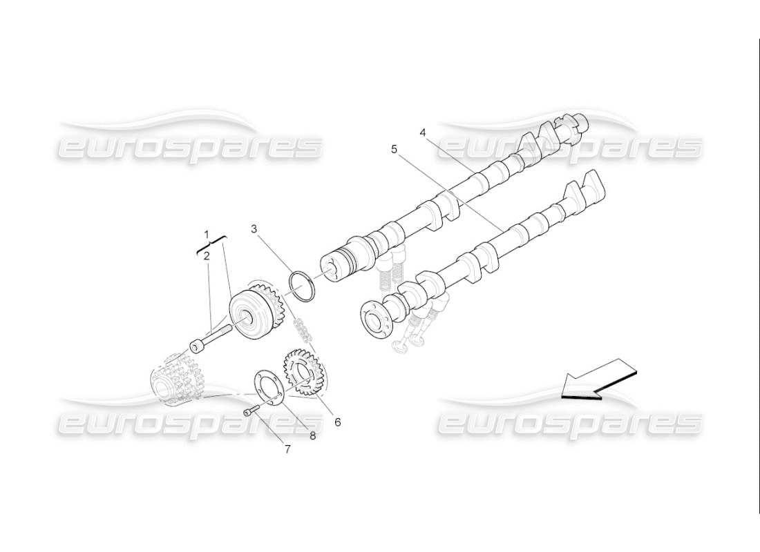 Maserati QTP. (2008) 4.2 auto lh cylinder head camshafts Parts Diagram