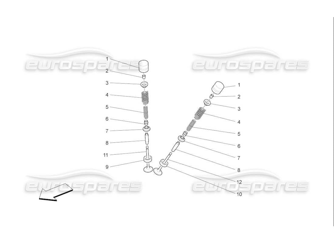 Maserati QTP. (2008) 4.2 auto Valves Parts Diagram