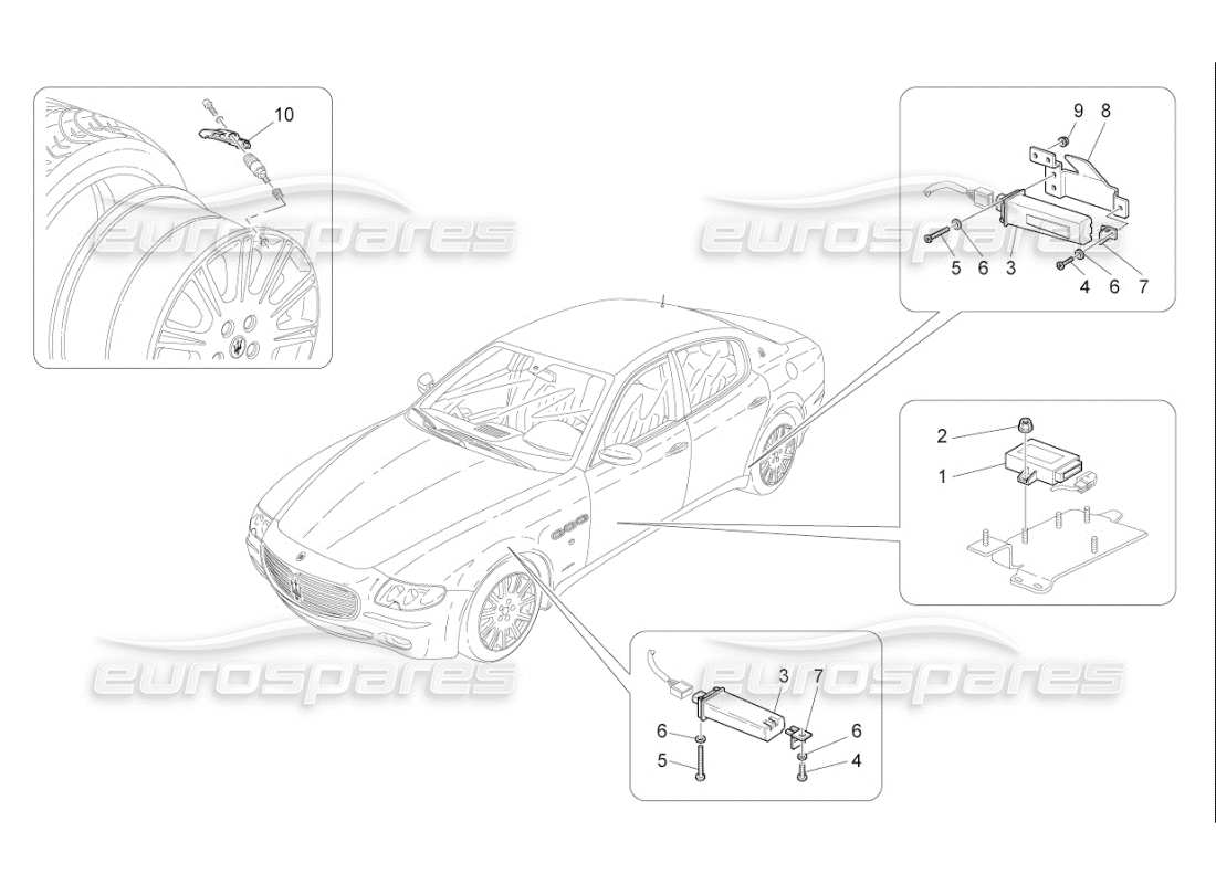 Maserati QTP. (2008) 4.2 auto TYRE PRESSURE MONITORING SYSTEM Parts Diagram