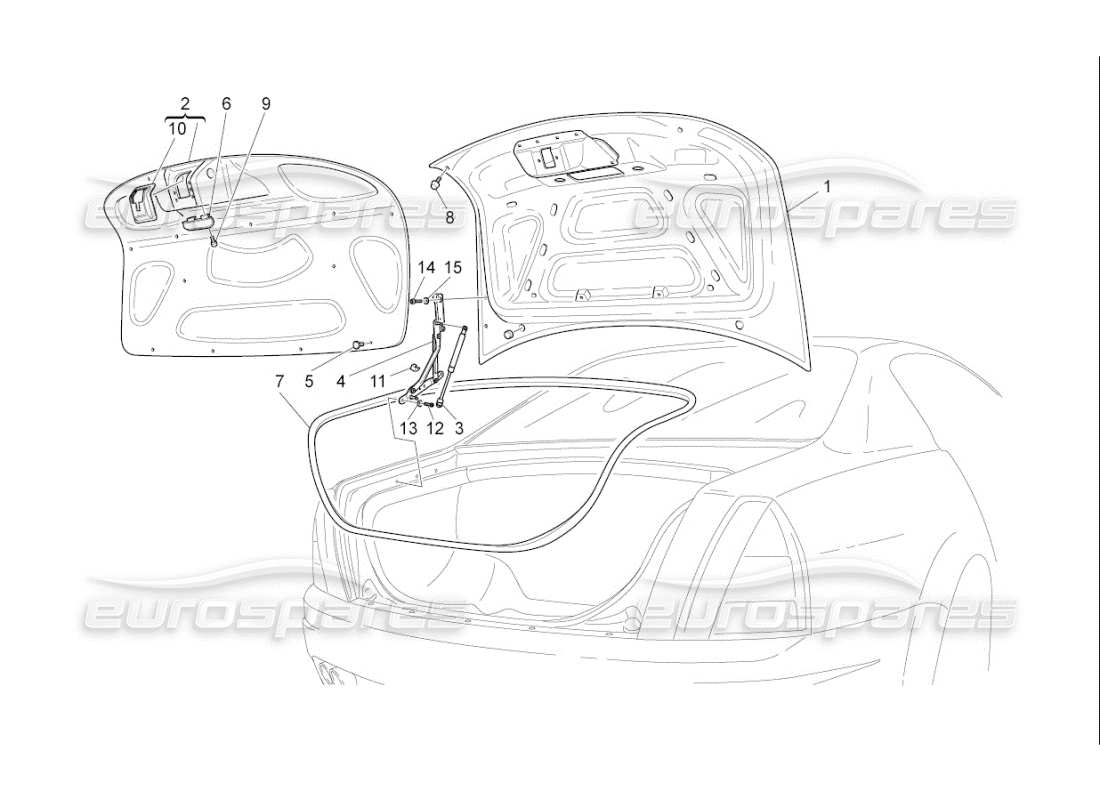 Maserati QTP. (2008) 4.2 auto REAR LID Part Diagram