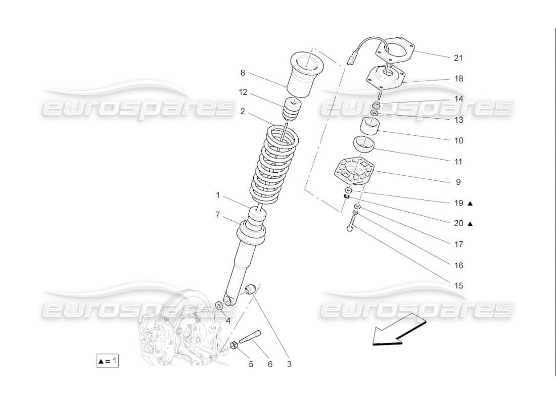 Maserati QTP. (2009) 4.2 auto rear shock absorber devices Part Diagram