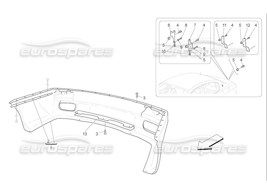 Maserati QTP. (2009) 4.2 auto REAR BUMPER Part Diagram