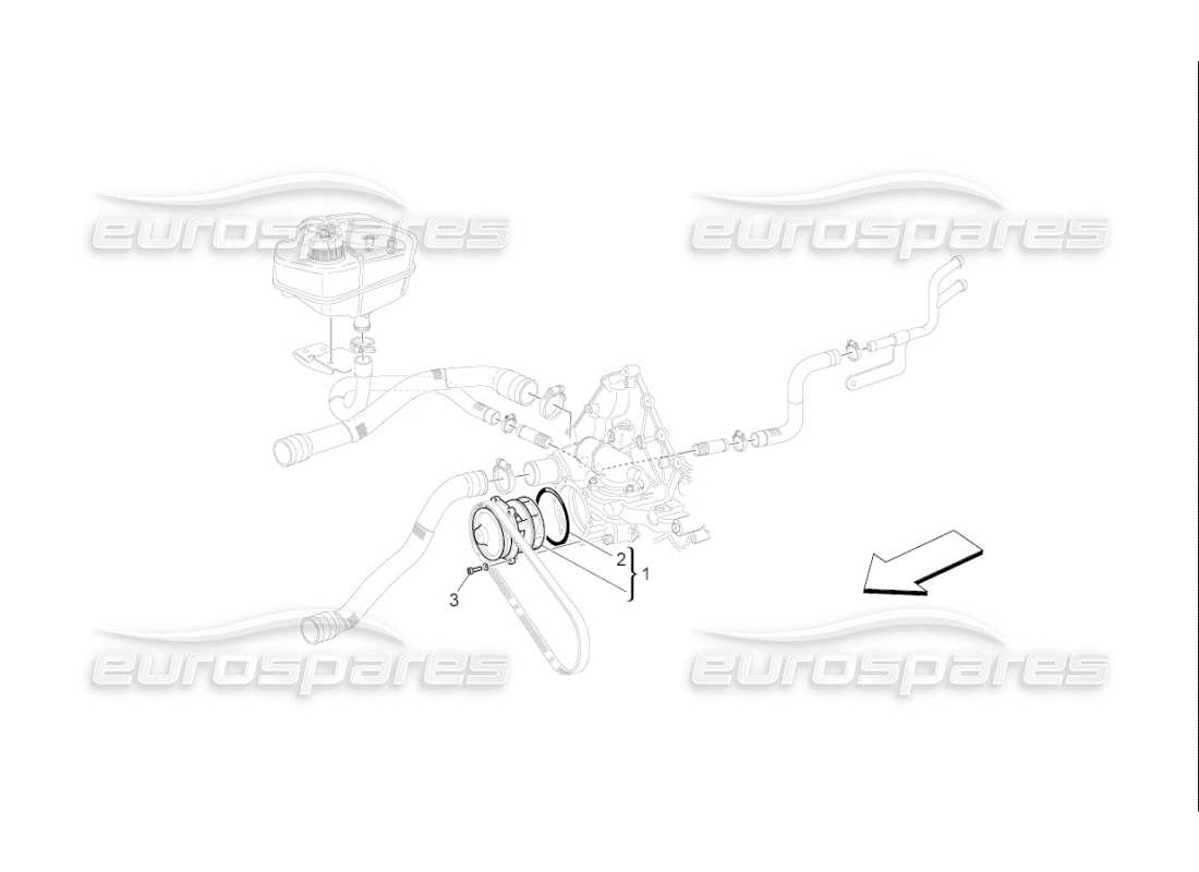 Maserati QTP. (2009) 4.7 auto cooling system: water pump Part Diagram