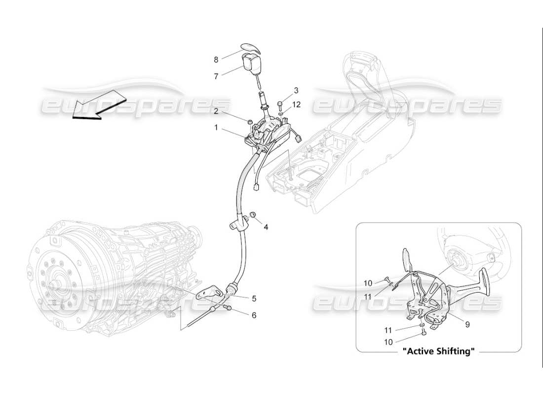 Maserati QTP. (2009) 4.7 auto driver controls for automatic gearbox Part Diagram