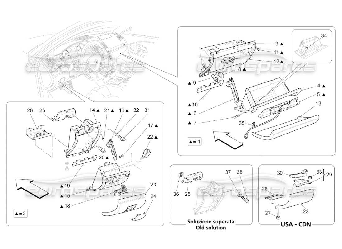 Maserati QTP. (2009) 4.7 auto glove compartments Part Diagram