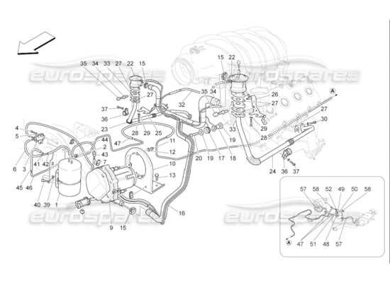 a part diagram from the Maserati QTP. (2009) 4.7 auto parts catalogue