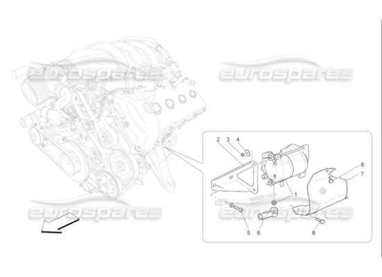 a part diagram from the Maserati QTP. (2009) 4.7 auto parts catalogue