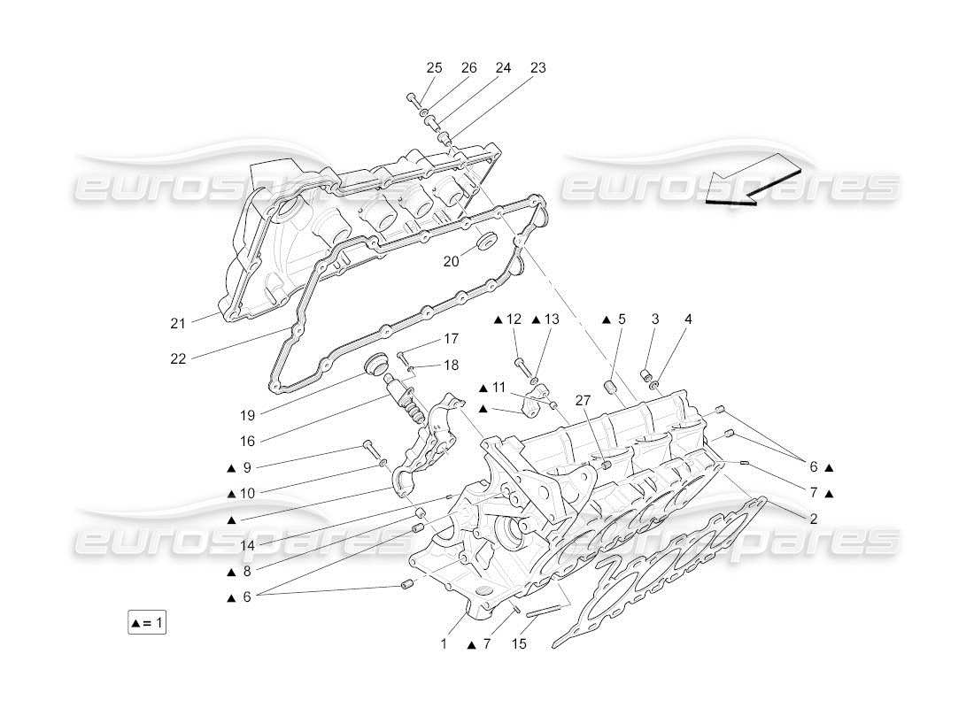 Maserati QTP. (2010) 4.2 auto RH cylinder head Part Diagram