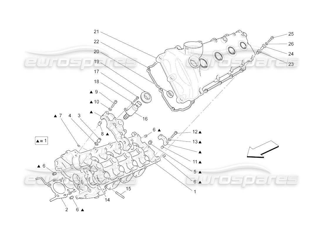 Maserati QTP. (2010) 4.2 auto LH cylinder head Part Diagram