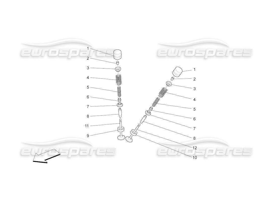 Maserati QTP. (2010) 4.2 auto Valves Part Diagram